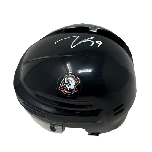 Zach Benson Signed Buffalo Sabres Black Goathead Mini Helmet Signed Hockey Mini Helmet TSE Buffalo 