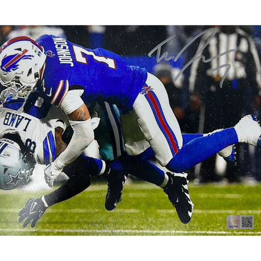 Taron Johnson Signed Tackling CeeDee Lamb Photo Signed Photos TSE Buffalo 8X10 