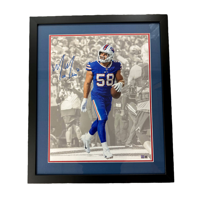 Matt Milano Signed On Field (Spotlight) 16x20 Photo- Professionally Framed Signed Photos TSE Framed 