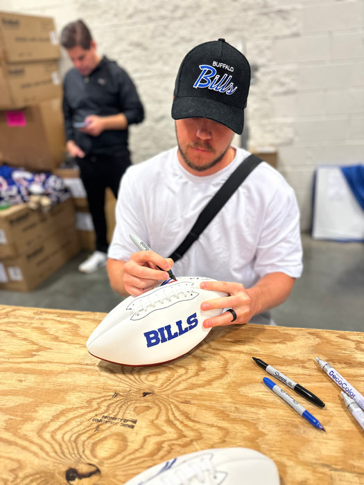 Tyler Bass Signed Buffalo Bills White Logo Football