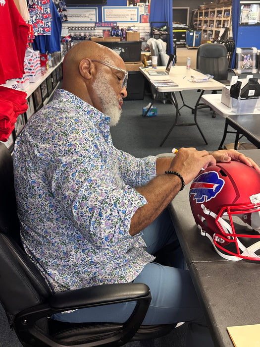 Cornelius Bennett Signed TSE Exclusive Riddell Inaugural Buffalo Bills Full Size Red Speed Replica Helmet with "Built By Legends!"