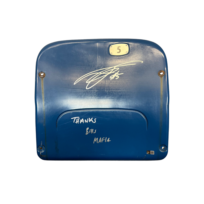 Joshua Palmer Autographed Authentic Highmark Stadium Blue Seatback with "Thanks Bills Mafia"