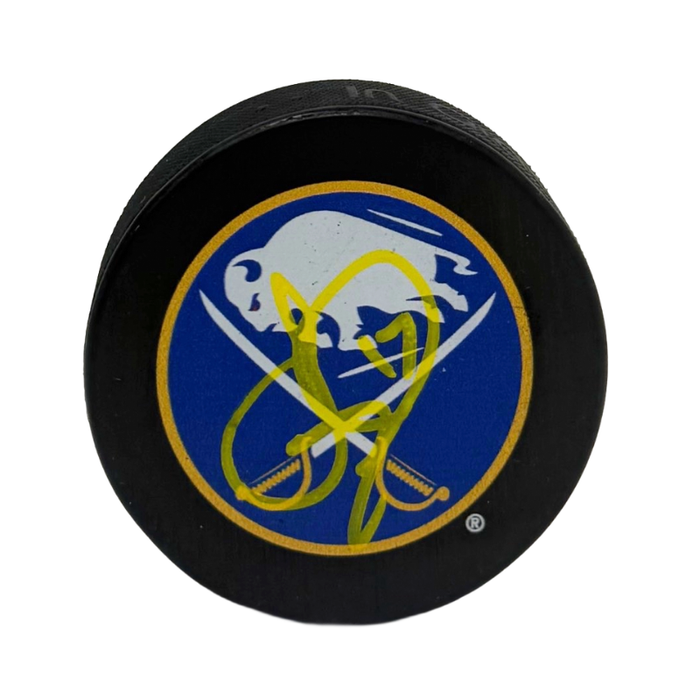 Jason Zucker Signed Buffalo Sabres Large Logo Hockey Puck