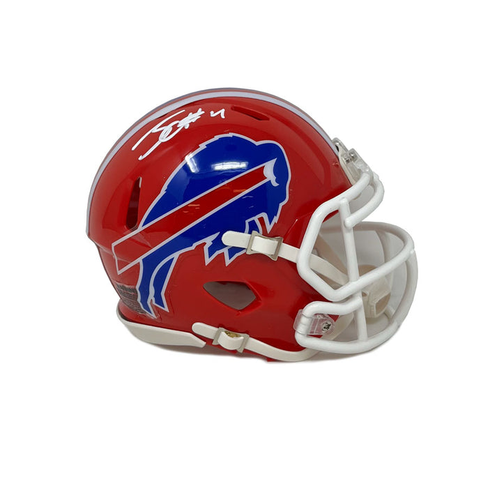 James Cook Signed Buffalo Bills Red Throwback Speed Mini Helmet