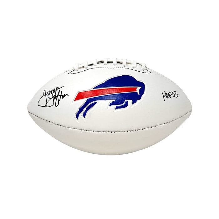 James Lofton Signed Buffalo Bills White Logo Football with HOF '03 Signed Mini Helmets TSE Buffalo 