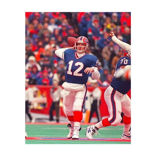 PRE-SALE: Jim Kelly Signed About to Throw in Blue Front View Photo PRE-SALE TSE Buffalo 