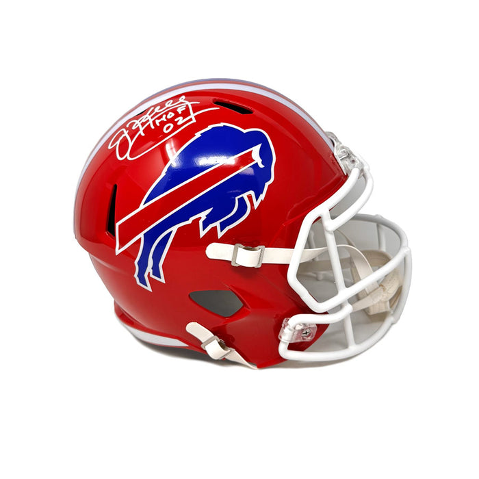 Jim Kelly Signed Buffalo Bills Full Size Red Throwback Speed Replica Helmet with HOF 02