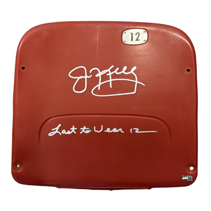 Jim Kelly Autographed Authentic Highmark Stadium Red Seatback with "Last to Wear 12"