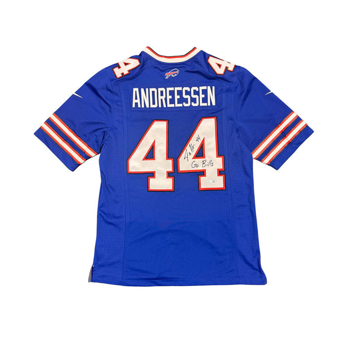 Joe Andreessen Signed Buffalo Bills Nike Authentic Stitched Blue Jersey with 'Go Bills'