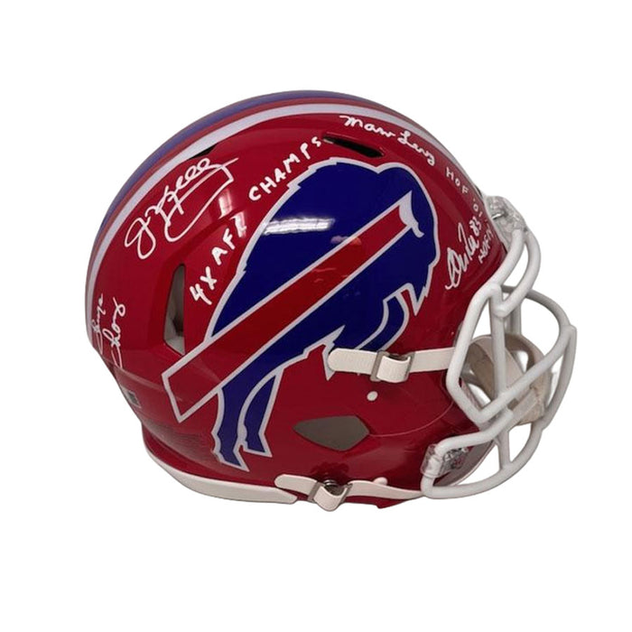 K-Gun Offense Signed Buffalo Bills Full Size Red Throwback Speed Authentic Helmet with "4X AFC Champ"