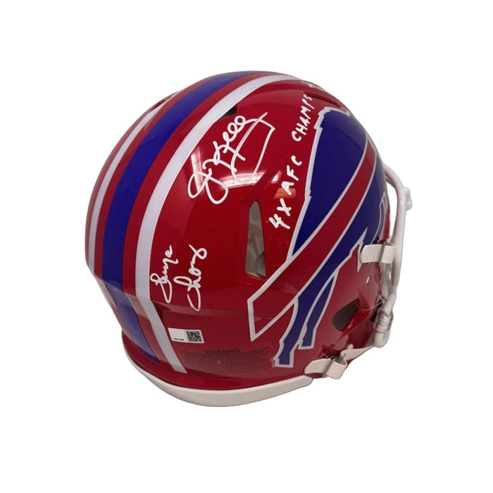 K-Gun Offense Signed Buffalo Bills Full Size Red Throwback Speed Authentic Helmet with "4X AFC Champ"