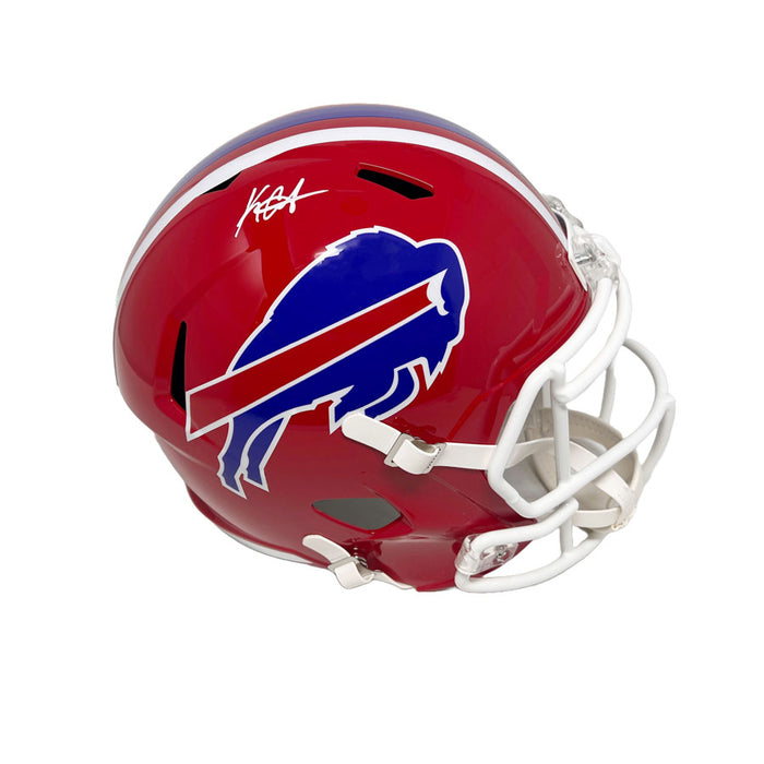 Keon Coleman Signed Buffalo Bills Full Size Red Throwback Speed Replica Helmet