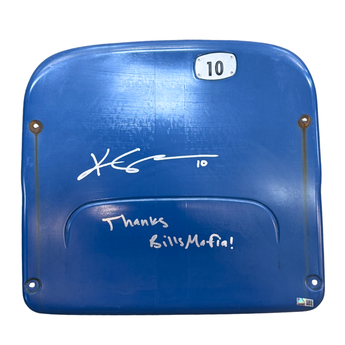Khalil Shakir Autographed Authentic Highmark Stadium Blue Seatback with Thanks Bills Mafia!