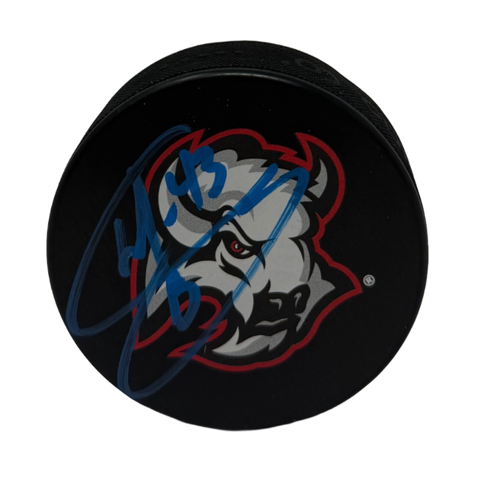 Martin Biron Signed Buffalo Sabres Large Goathead Logo Hockey Puck