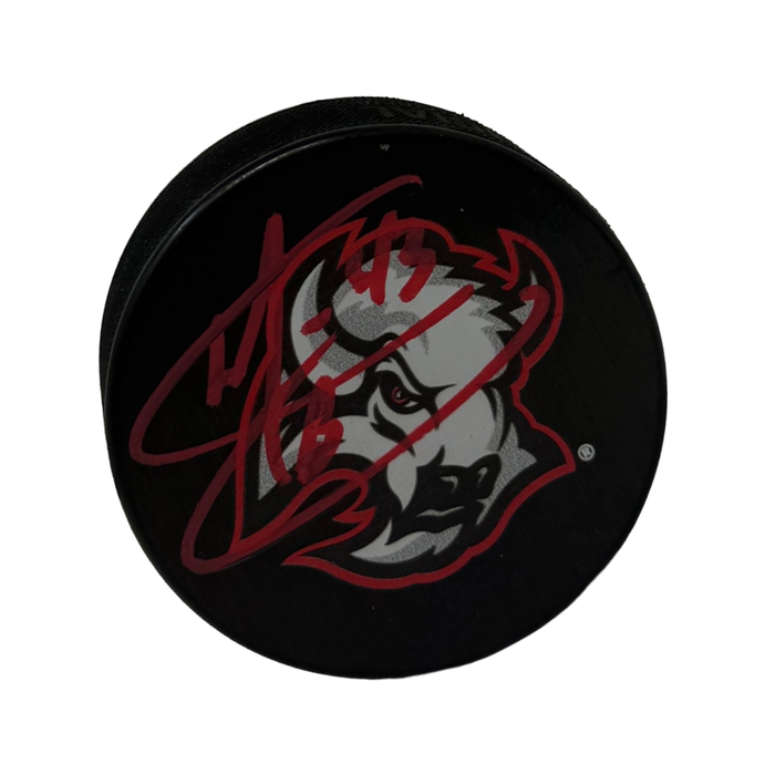 Martin Biron Signed Buffalo Sabres Large Goathead Logo Hockey Puck