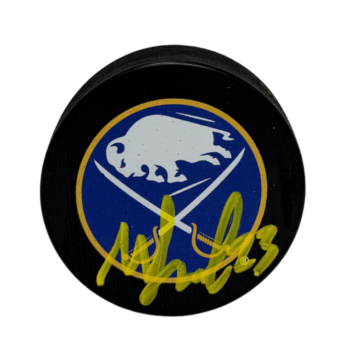 Mattias Samuelsson Signed Buffalo Sabres Large Logo Hockey Puck