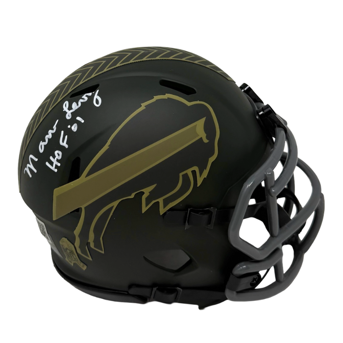 Marv Levy Signed Buffalo Bills 2025 Salute to Service Speed Mini Helmet with HOF '01