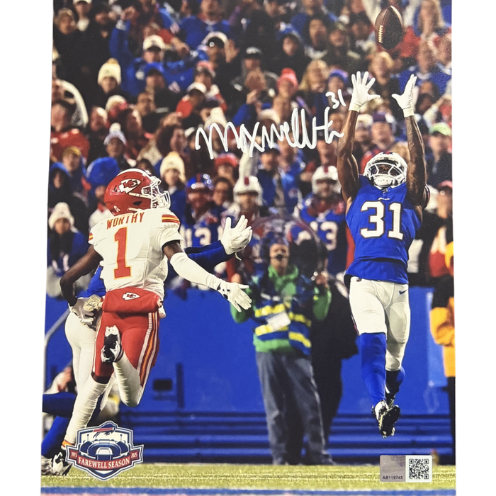 Maxwell Hairston Signed Chiefs Interception Vertical 8x10 Photo