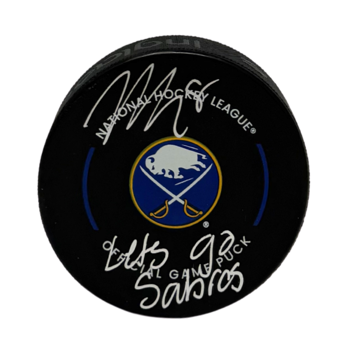 Michael Kesselring Signed Buffalo Sabres Official Game Model Hockey Puck Inscribed "Let's Go Sabres"