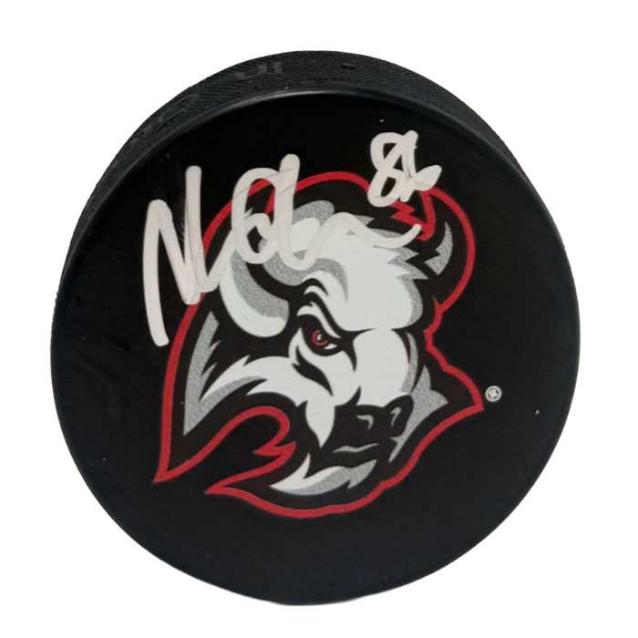 Noah Ostlund Signed Buffalo Sabres Large Goathead Logo Hockey Puck