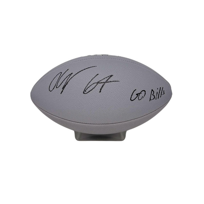 O'Cyrus Torrence Signed Grey Wilson Replica Football with "Go Bills"