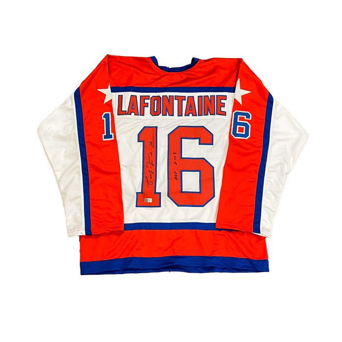 Pat LaFontaine Signed Custom Team USA Stitched Jersey with HOF 2003 Signed Hockey Jersey TSE Buffalo 