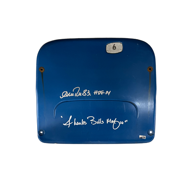 Andre Reed Autographed Authentic Highmark Stadium Blue Seatback with "Thanks Bills Mafia"