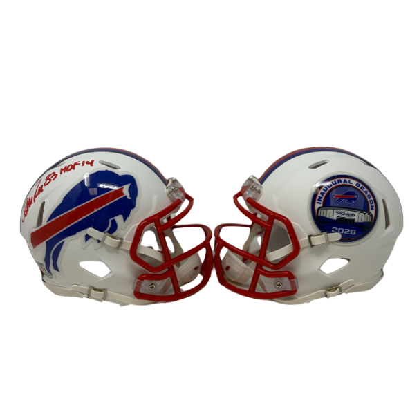 Andre Reed Signed TSE Exclusive Riddell Inaugural Buffalo Bills White Speed Mini Helmet with "HOF 14"