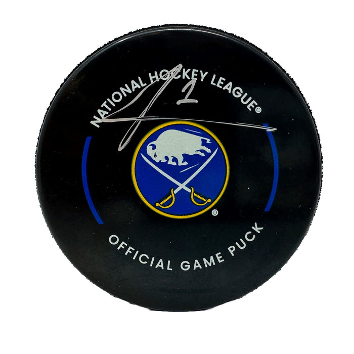 Ukko-Pekka Luukkonen Signed Official Game Model Puck Signed Hockey Pucks TSE Buffalo 