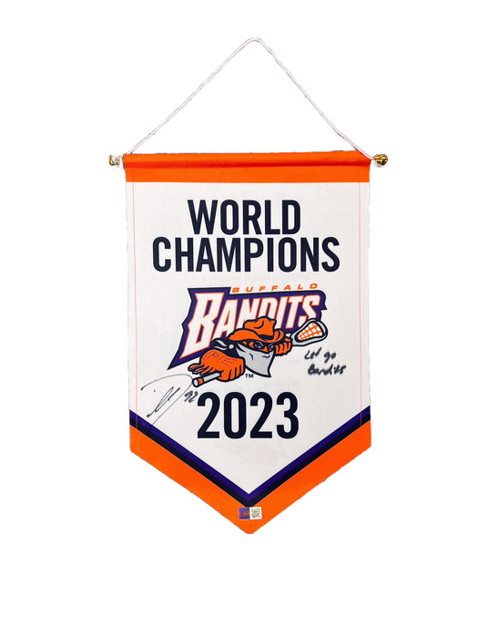 Dhane Smith Signed 2023 Championship Banner with Let's Go Bandits Signed Lacrosse Balls TSE Buffalo 