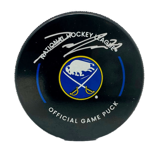 Devon Levi Signed Buffalo Sabres Official Game Model Hockey Puck Signed Hockey Pucks TSE Buffalo 