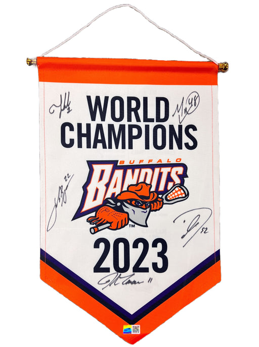 Buffalo Bandits Multi-Signed 2023 Championship Banner Signed Lacrosse TSE Buffalo 