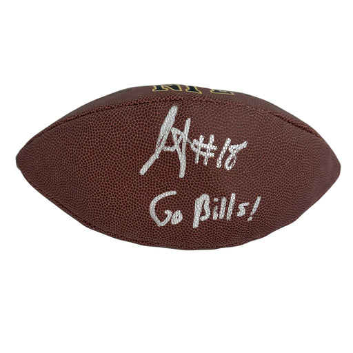 PARTIALLY DEFLATED: Justin Shorter Signed Wilson Replica Football with "Go Bills" (Partially Deflated) CLEARANCE TSE Buffalo 