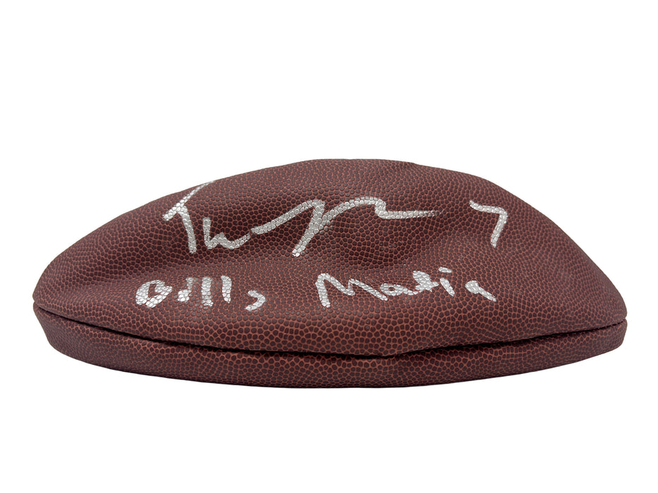 SMUDGE/DEFLATED: Taron Johnson Signed Wilson Replica Football with "Bills Mafia" (Smudge/Deflated) CLEARANCE TSE Buffalo 