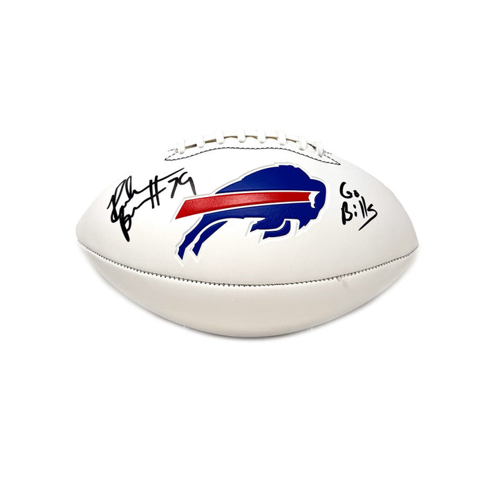 Ruben Brown Signed Buffalo Bills White Logo Football with Go Bills