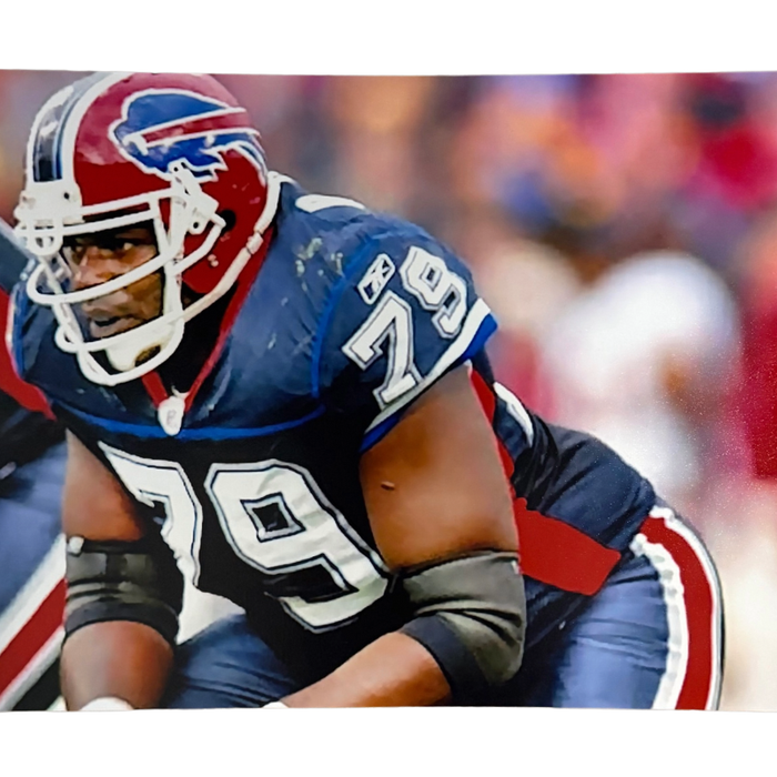 Ruben Brown Unsigned Close Up Ready in Blue 8x10 Photo