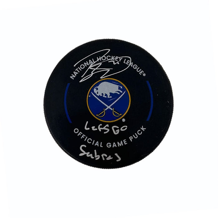 Ryan McLeod Signed Buffalo Sabres Game Model Puck with Let's Go Sabres