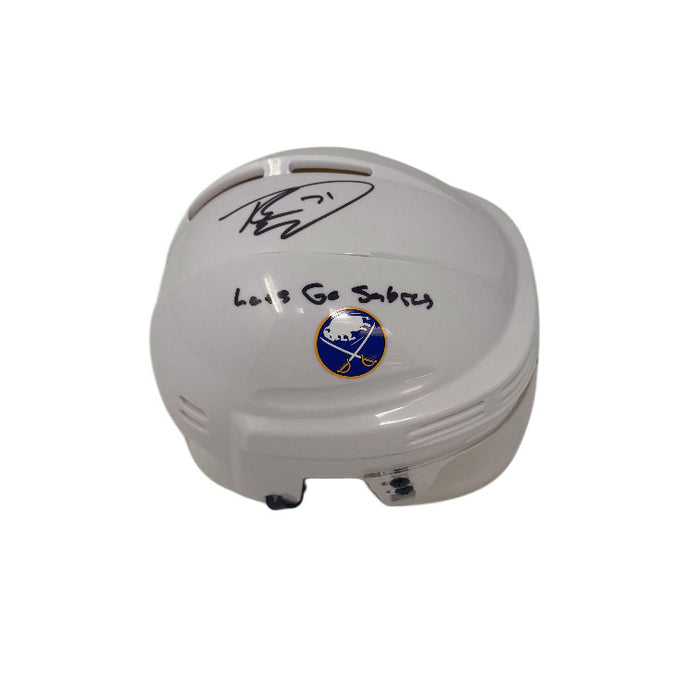 Ryan McLeod Signed Buffalo Sabres White Mini Helmet with Let's Go Sabres