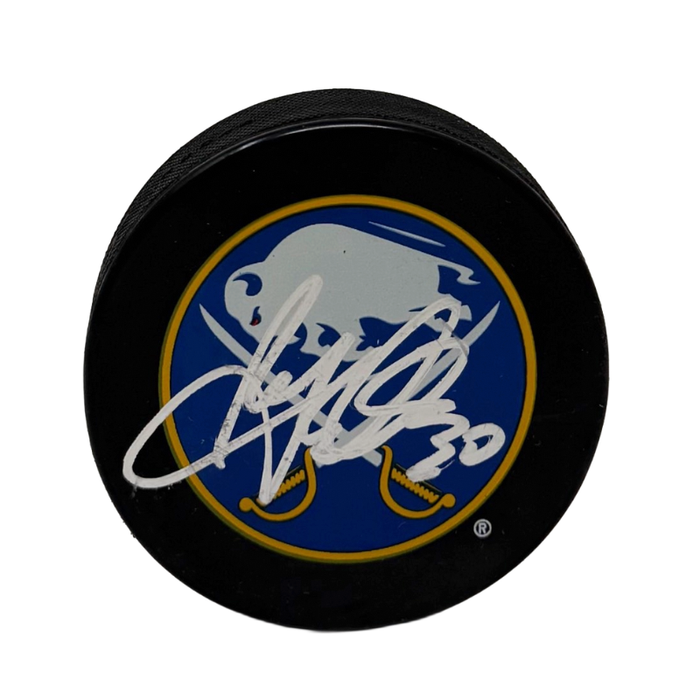 Ryan Miller Signed Buffalo Sabres Large Logo Hockey Puck