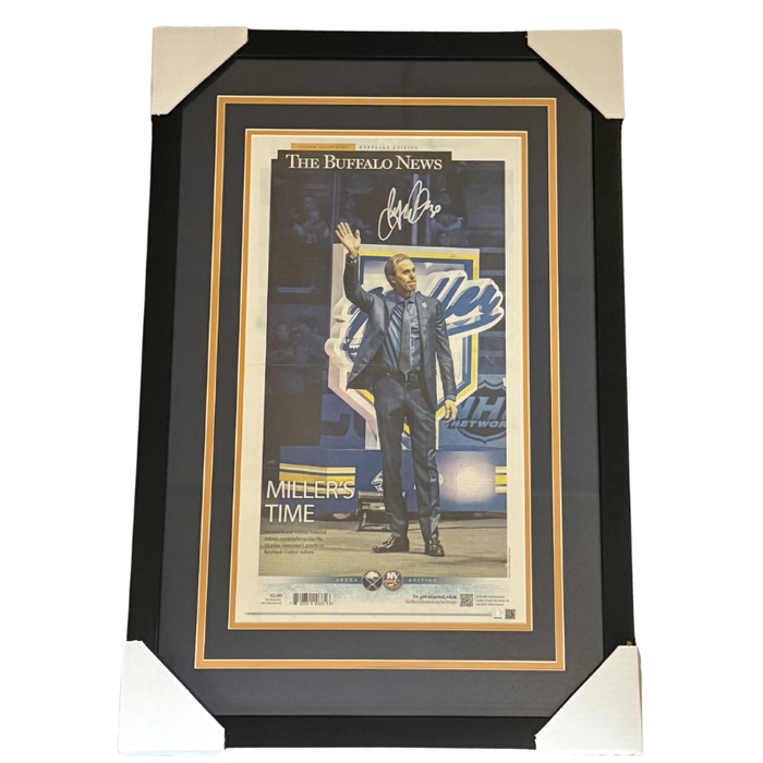 Ryan Miller Signed Buffalo News Front Page Retirement Banner Ceremony 11x22 Newspaper Professionally Framed