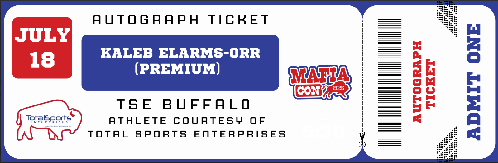 AUTOGRAPH TICKET: Get Your Premium Item Signed in Person by Kaleb Elarms-Orr