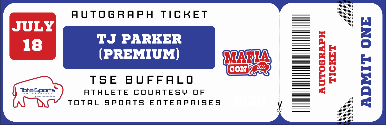 AUTOGRAPH TICKET: Get Your Premium Item Signed in Person by TJ Parker