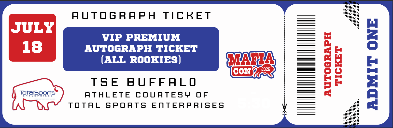 ROOKIE VIP TICKET: Get Your Premium Item Signed in Person by (Parker, Igbinosun, Elarms-Orr, and Kilgor)