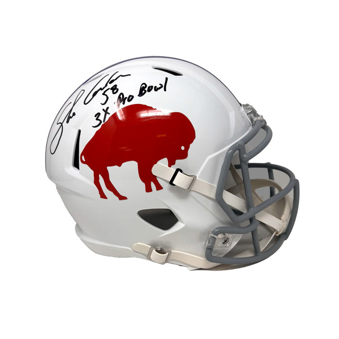 Shane Conlan Signed Buffalo Bills Full Size Standing Buffalo Speed Replica Helmet with 3x Pro Bowl