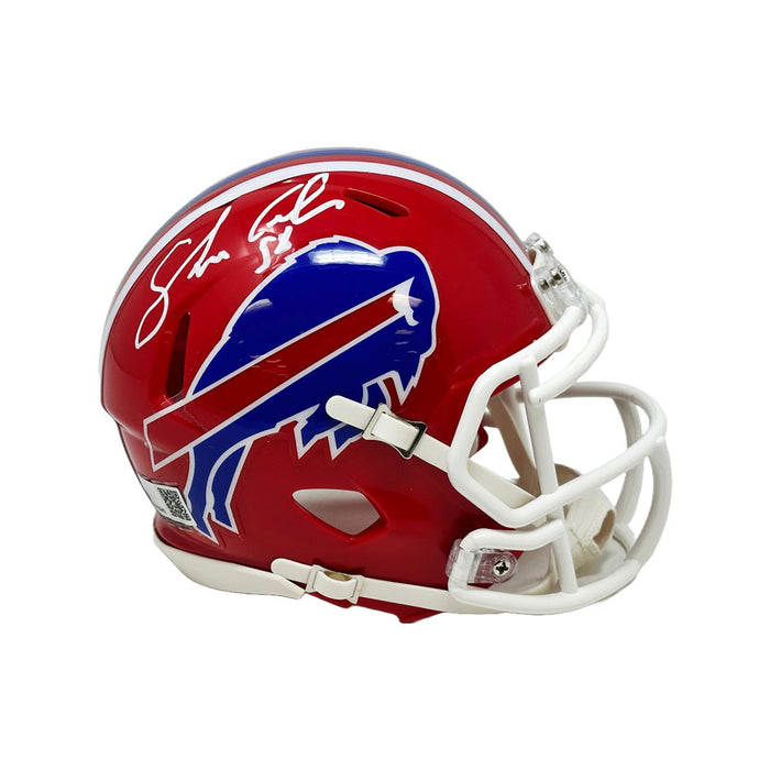 Shane Conlan Signed Buffalo Bills Red Throwback Speed Mini Helmet