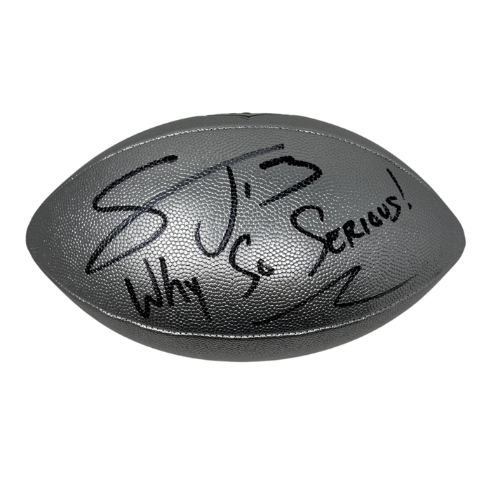 Stevie Johnson Signed Silver Wilson Replica Football with Why So Serious