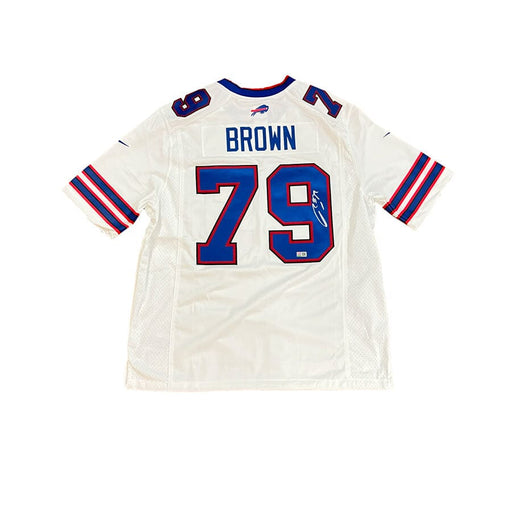 Spencer Brown Signed Buffalo Bills Nike Authentic White Jersey Signed Jerseys TSE Buffalo 