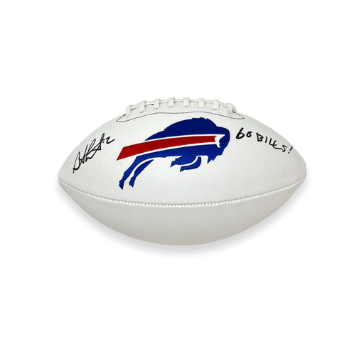 Steve Christie Signed Buffalo Bills White Logo Football with Go Bills Signed Footballs TSE Buffalo 