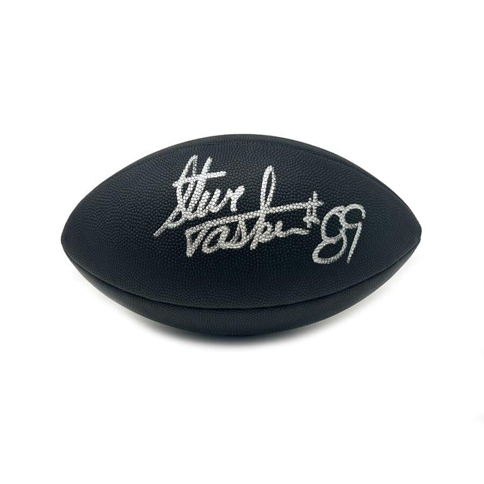 Steve Tasker Signed Buffalo Bills Black Logo Football Signed Footballs TSE Buffalo 