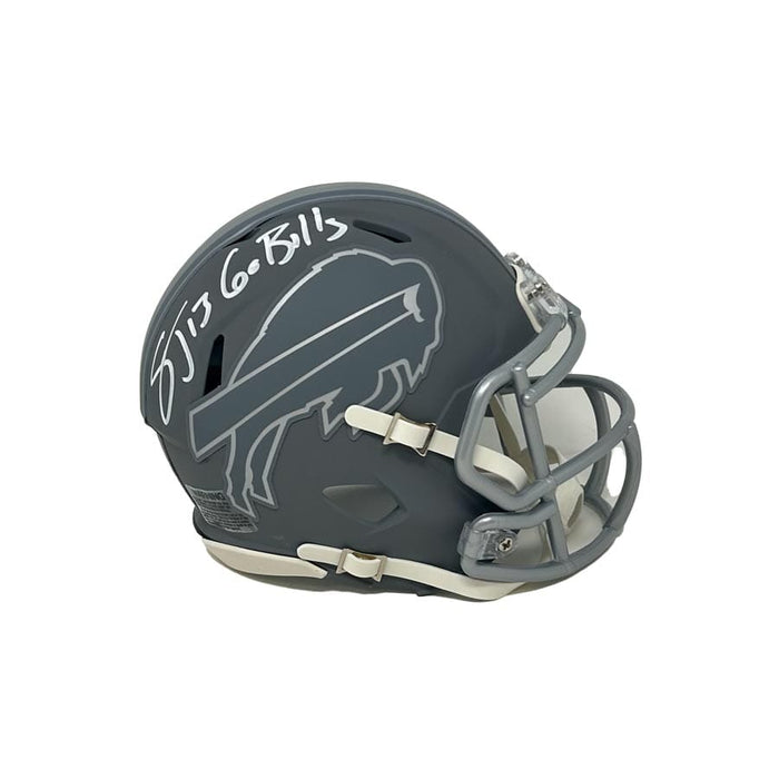 Stevie Johnson Signed Buffalo Bills Slate Speed Mini Helmet with Go Bills Signed Mini Helmets TSE Buffalo 